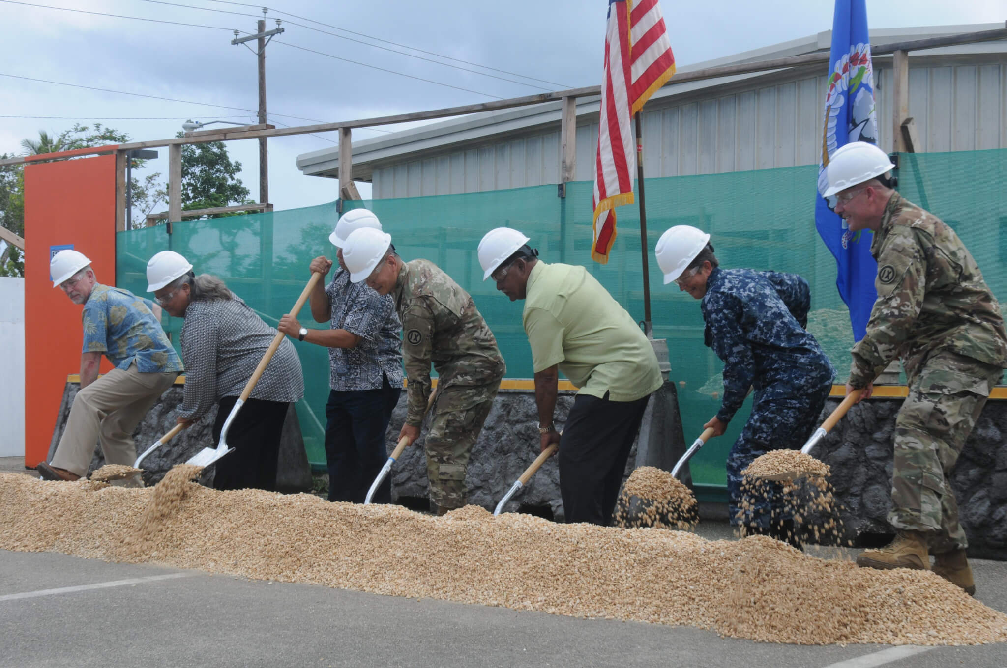 Brig. Gen. Stephen K. Curda, commander of the 9th Mission Support Command was in attendance of the Saipan U.S. Army Reserve Center's groundbreaking ceremony, July 11, 2016. Along with the commander, in attendance was the Lt. Governor, Commonwealth of the Northern Mariana Islandes, the Honorable Victor Hocog, other state officials and management personnel from Aafes. The center will be undergoing a full revitalization to its complex, enhancing the capabilities of the center to include upgraded storm protection, security systems and upgrades to the air conditioning system. The attached Aafes Troop Store will also be receiving a facelift by upgrading the store by 3 times larger than the existing store in order to more effectively serve Soldiers, Families and Veterans. Project completion is scheduled for March 2017. U.S. Army photo by Sgt. Jessica A. DuVernay