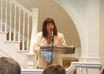 Second Lady Karen Pence hosted attendees of the Creative Forces Clinical Research Summit at her home Monday. The event included partners of the NEA Military Healing Arts Network and art therapists who work with military patients. Photo by Bianca Strzalkowski
