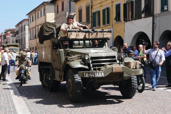 Historical  representation,  150  historic  military  vehicles  dating  back  to  World  War  II,  called  Freedom  Column,  depict  the  American  Soldiers  that  liberated  Italy  from  German  oppression.  This  event  is  organized  by  Gotica  Toscana,  an  Italian  military  historical  association  their  goal  is  to  record  the  History  and  the  Memory  of  events  during  WWII.  Cascina,  Pisa  Italy  April  27.  Photos  by  VI  Specialist  Elena  Baladelli.