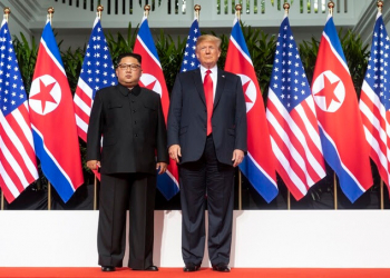 President Trump and Chairman Kim Jong Un of the State Affairs Commission of the Democratic People’s Republic of Korea, stand onstage after meeting for the first time in Singapore. (Official White House Photo by Shealah Craighead)