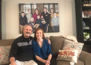 Frank Siller of Tunnel to Towers pictured with Jennie Taylor at her Utah home. Submitted photo.