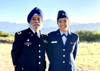 Retired Army Col. G.B. Singh and his daughter Air Force Reserve 2nd Lt. Naureen Singh.