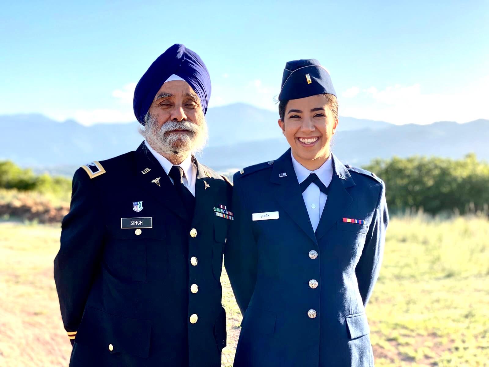 Retired Army Col. G.B. Singh and his daughter Air Force Reserve 2nd Lt. Naureen Singh.