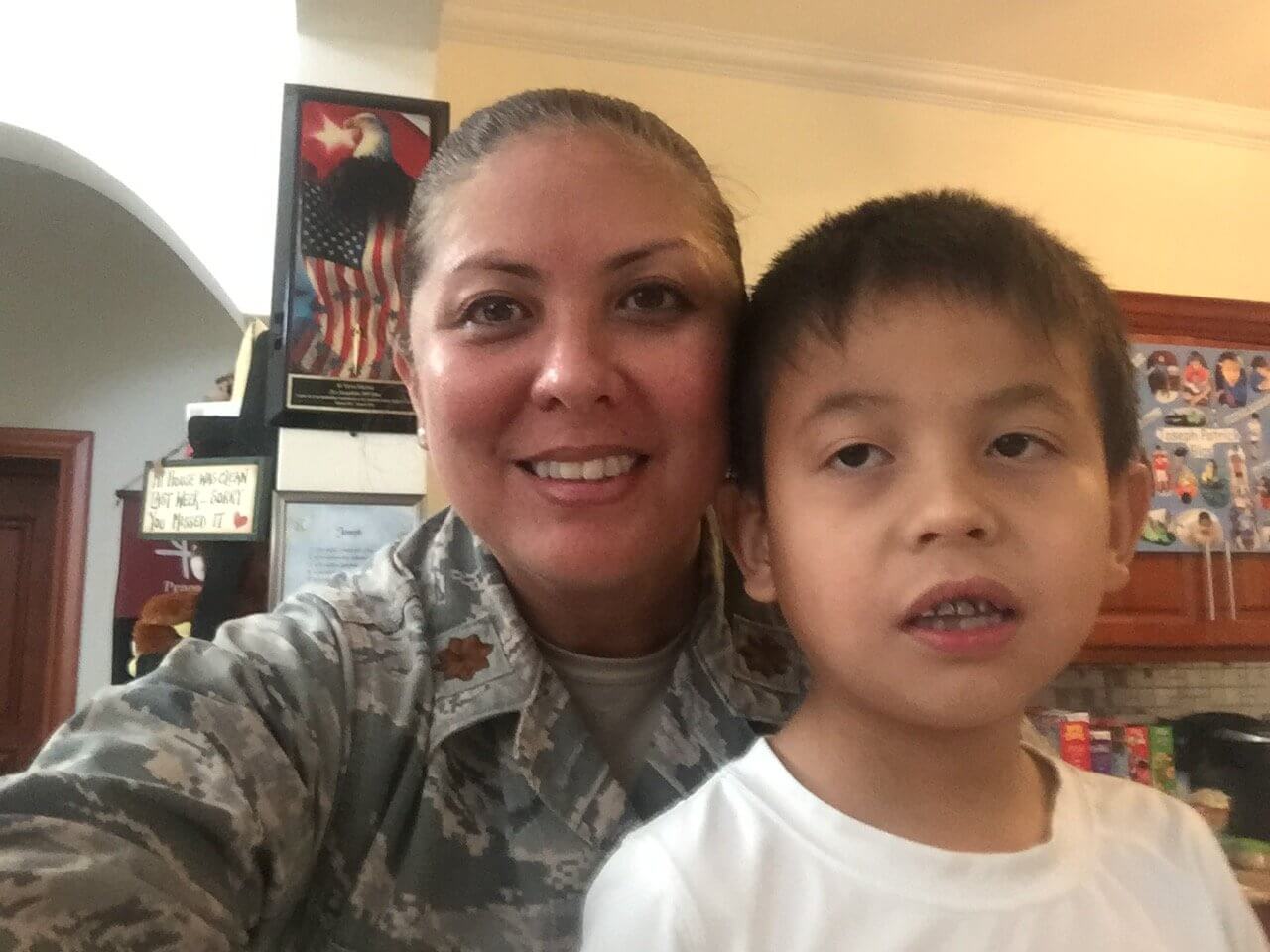 Maj. Jo Blas and her son  Joseph.
