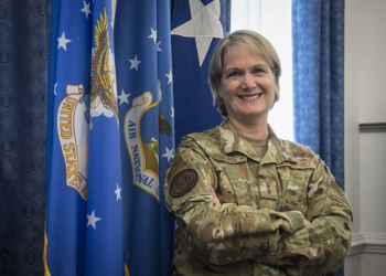 U.S. Air Force Maj. Gen. Dawne L. Deskins, the deputy director of the Air National Guard, poses for a photo at the Pentagon in Arlington, Va., Sept. 11, 2020. Deskins is making Air National Guard history by becoming the first non-pilot and first female to serve as DDANG. (U.S. Air National Guard photo by Tech. Sgt. Morgan R. Lipinski)