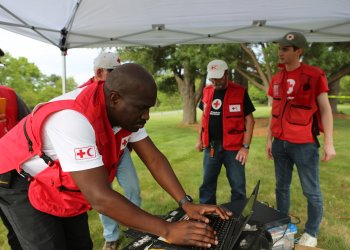 At the Red Cross, Navy reservist Jason Lyons is assigned to an emergency response unit that deploys following international disasters. Courtesy photo