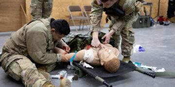 U.S. Army medics assigned to the South Carolina Army National Guard, conducts the final field training exercise during the 68 W Sustainment Course at McCrady Training Center, Eastover, S.C. Jan. 26th, 20223. The FTX culminates the 12-day course which maintains their proficiency in their skills providing tactical combat casualty care.