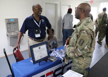 Virginia Army National Guard soldiers and their spouses attend a retirement briefing hosted by the VaARNG Retirement Services Office at the State Military Reservation in Virginia Beach, Virginia, earlier this year. Photo by A.J. Coyne