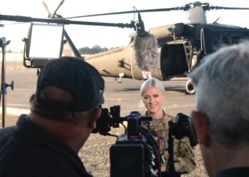 California Army National Guard 1st Lt. Jessica Burch is a UH-60 Black Hawk helicopter pilot who also keeps her eye on the sky in her civilian job as a television meteorologist in the San Francisco Bay Area. Photo By: California National Guard