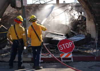 Visalia firefighters assisted in fire suppression efforts against the Eaton Firei n the Altadena Neighborhood of Los Angeles. Photo by Dominick Del Vecchio