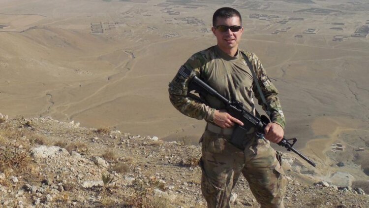Pete Buttigieg pictured during a deployment to Afghanistan.