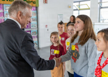 DOWEA Director Paul Craft joins senior War Department leaders on a visit to the Kaiserslautern Military Community. Photo by Colin Cruickshank